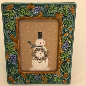 Picture Frame with Green and Gold Accents; Grapes Vines 4x6